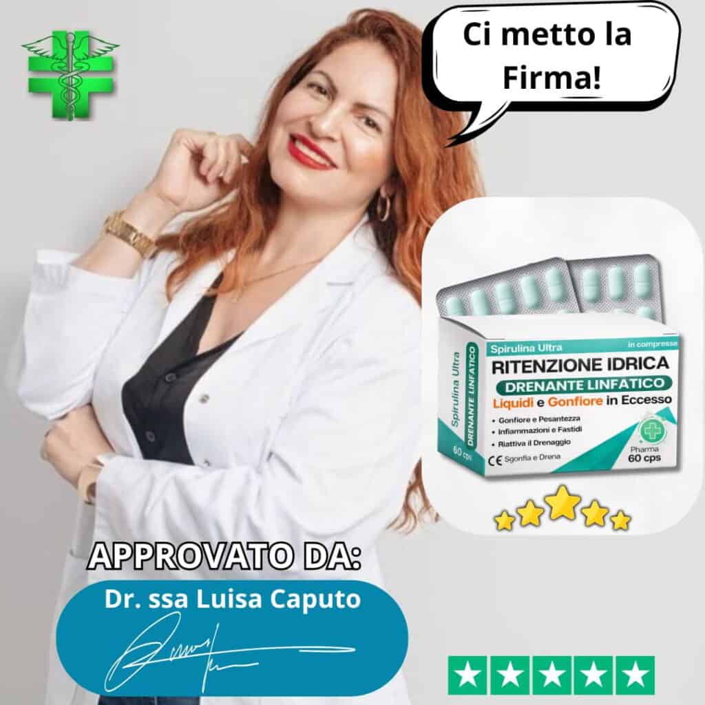 Integratore di Spirulina Ultra con firma approvata da Dr. ssa Luisa Caputo.