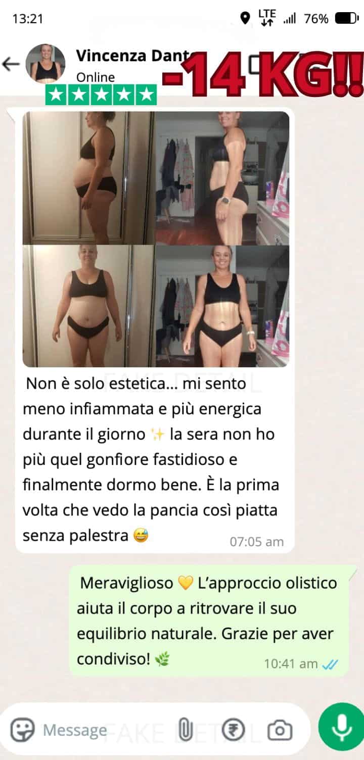 Prima e dopo la perdita di peso di 14 kg con metodo naturale.