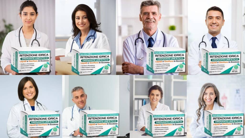 Team di medici e infermieri con certificato di idratazione.
