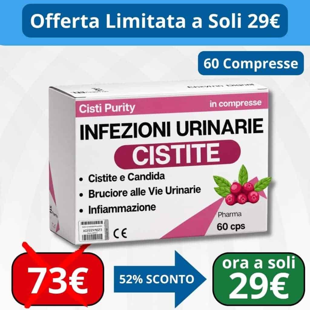 Box di Cisti Purity per infezioni urinarie e cistite, 60 compresse.