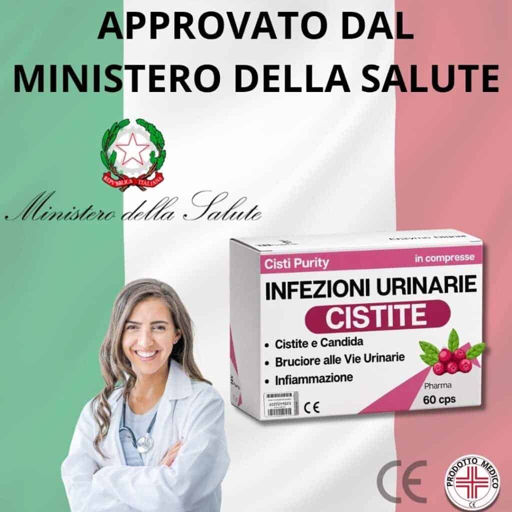 Box di cistite con erbe e farmaci, approvato dal Ministero della Salute.