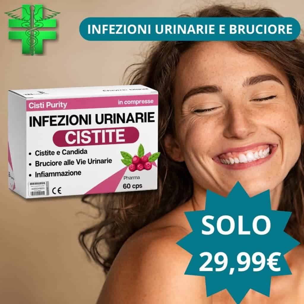 Integratore naturale contro cistite e infezioni urinarie, allevia infiammazione.