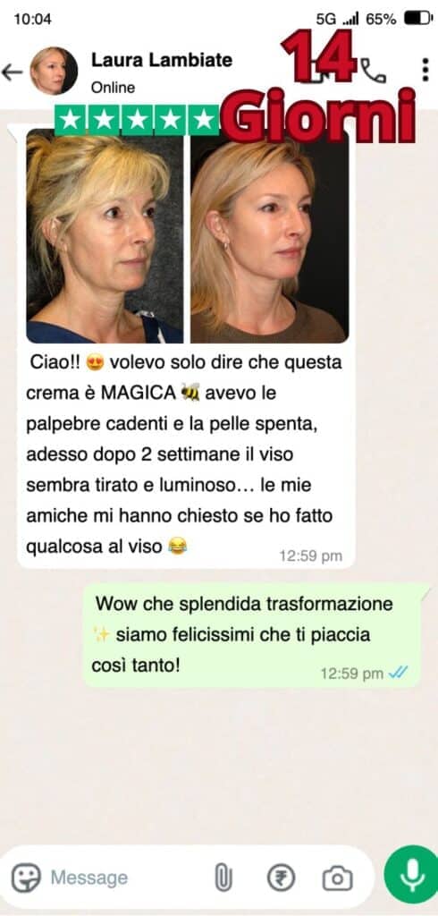 Prima e dopo l'uso della crema anti-invecchiamento.
